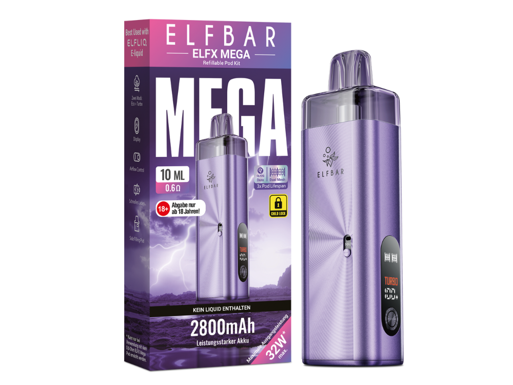 Elfbar - Elfx Mega E-Zigaretten Set Purple 5er Packung
