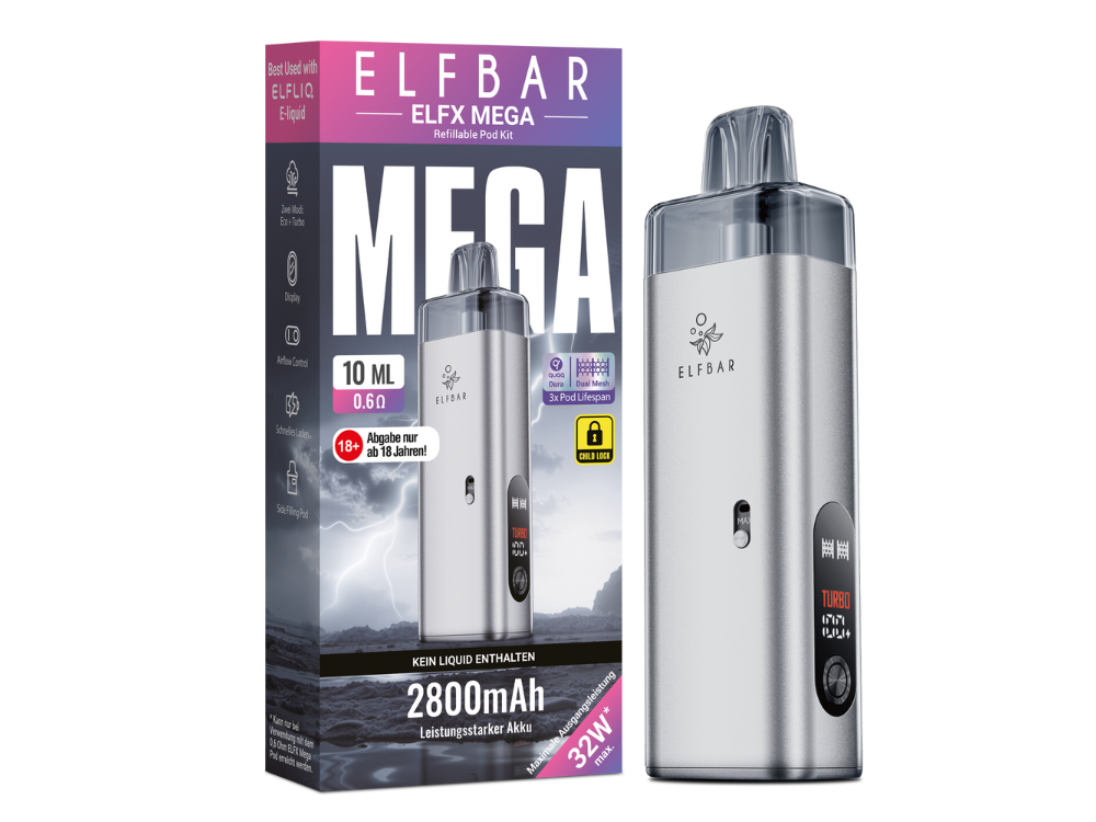 Elfbar - Elfx Mega E-Zigaretten Set Silver 5er Packung