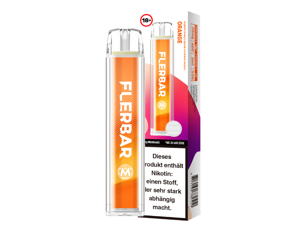Flerbar - M Einweg E-Zigarette - Orange 20 mg/ml