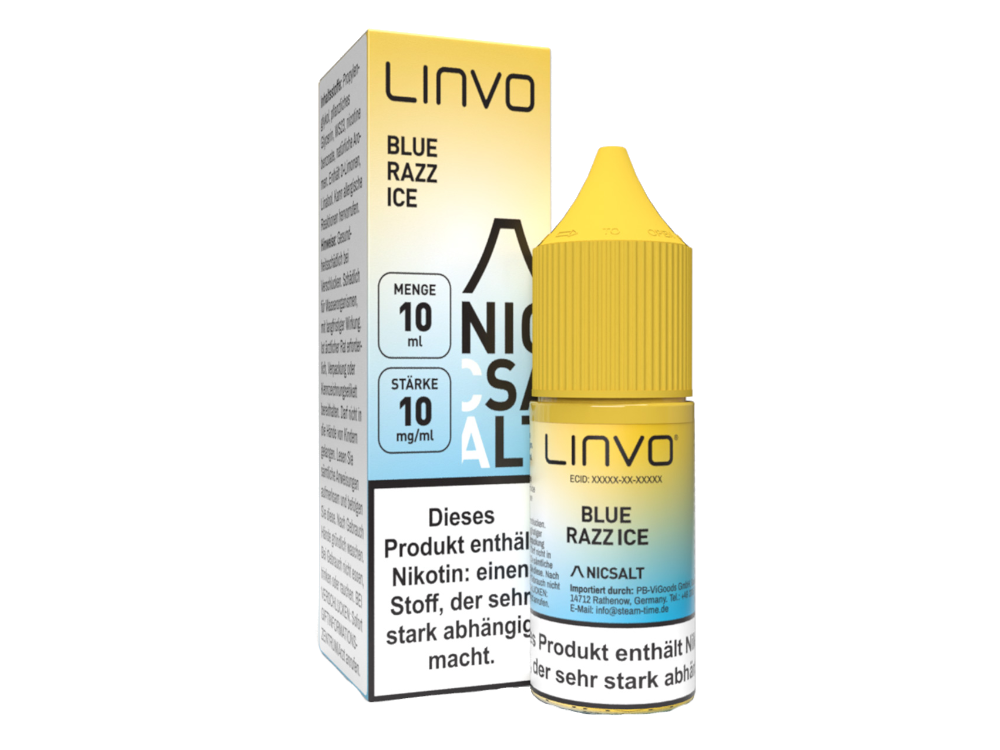 Linvo - Blue Razz Ice - Nikotinsalz Liquid 10 mg/ml 10er Packung