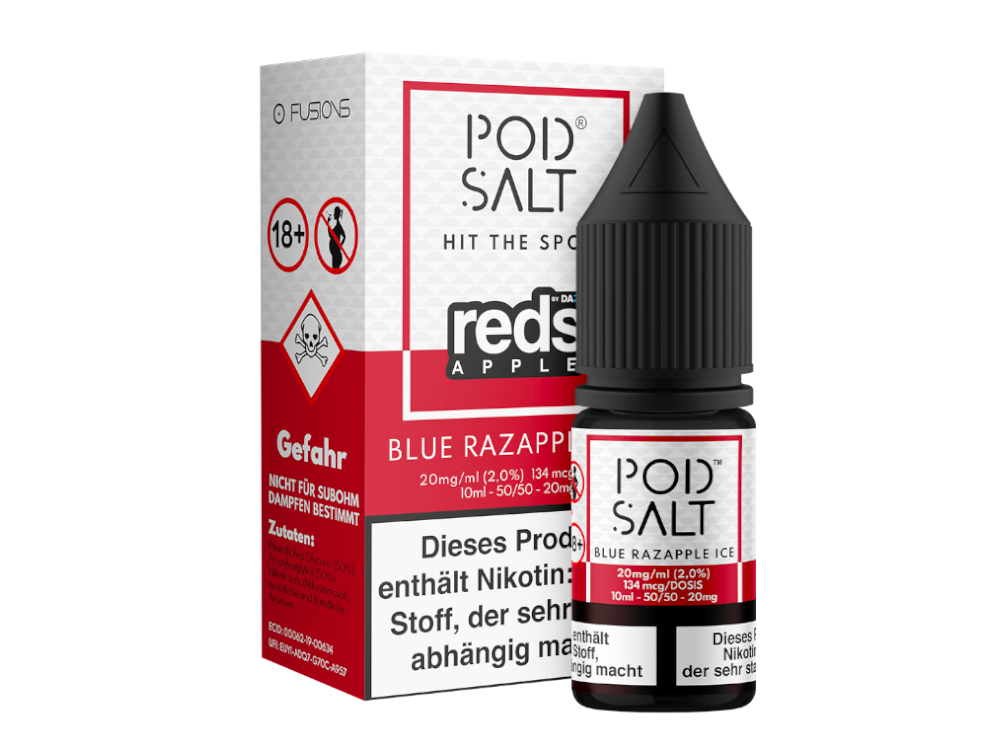 Pod Salt Fusion - Blue Razapple Ice - Nikotinsalz Liquid 20 mg/ml 5er Packung