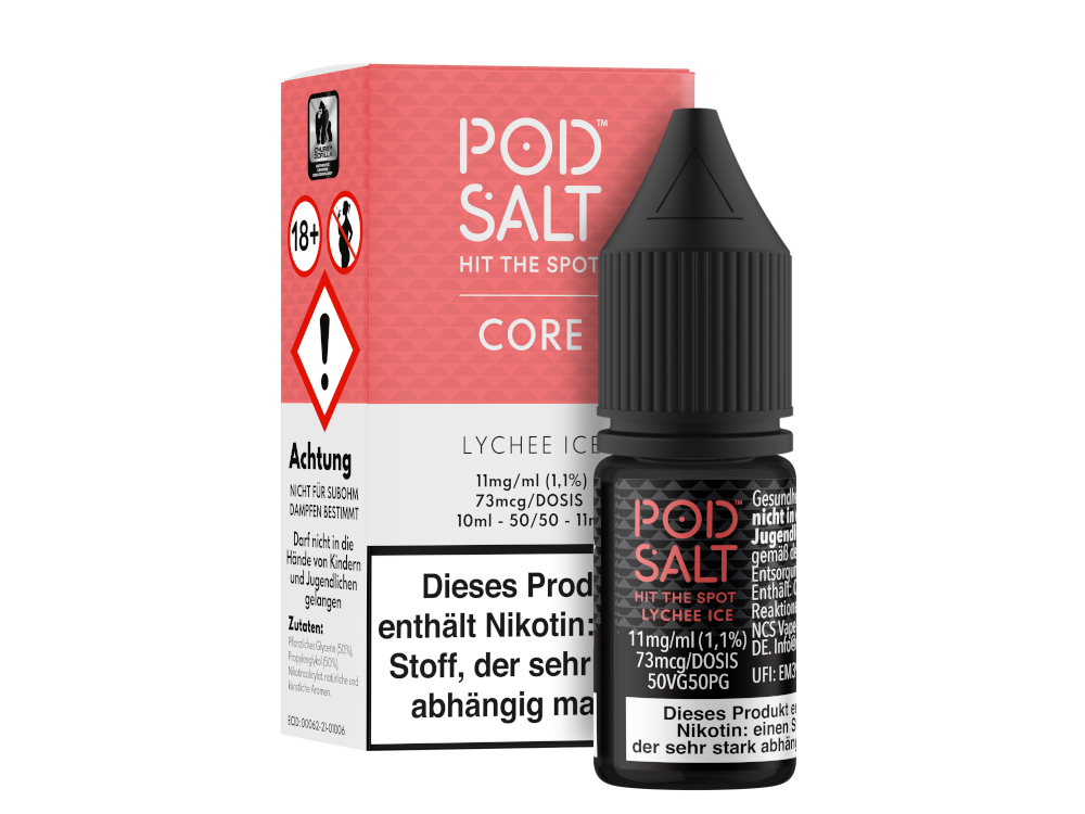 Pod Salt Core - Lychee Ice - Nikotinsalz Liquid 11 mg/ml 5er Packung