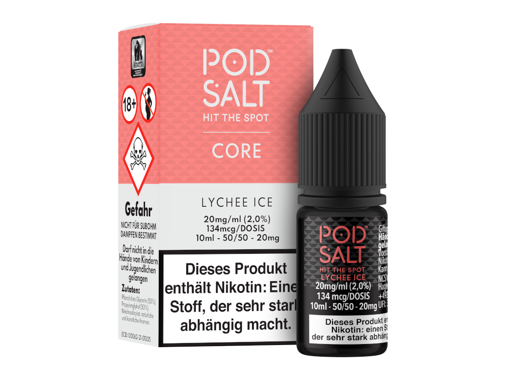 Pod Salt Core - Lychee Ice - Nikotinsalz Liquid 20 mg/ml 5er Packung