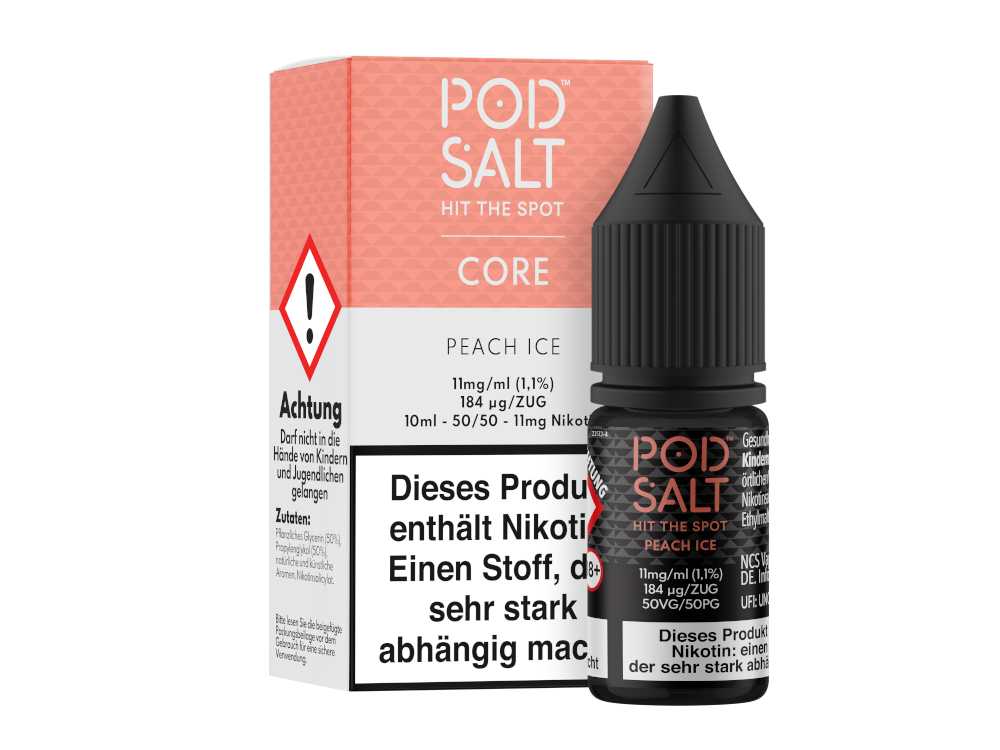 Pod Salt Core - Peach Ice - Nikotinsalz Liquid 11 mg/ml 5er Packung
