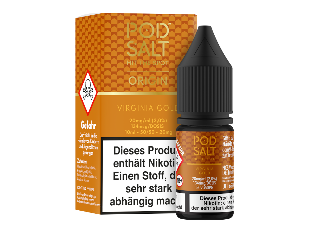 Pod Salt Origin - Virginia Gold - Nikotinsalz Liquid 20 mg/ml 5er Packung