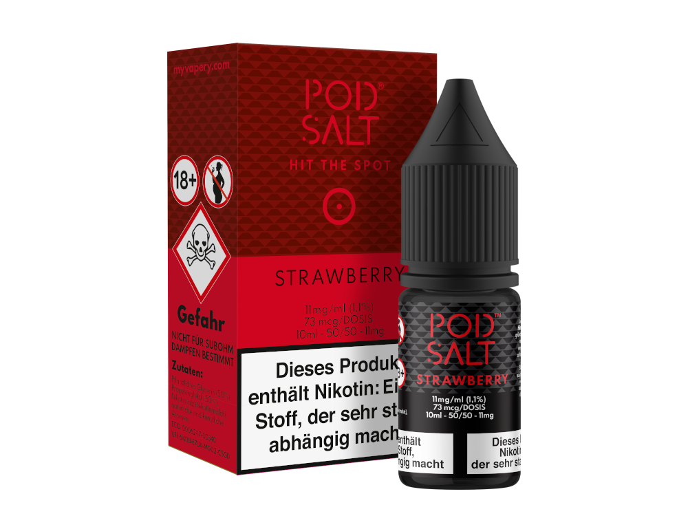 Pod Salt - Strawberry - Nikotinsalz Liquid 11 mg/ml 5er Packung