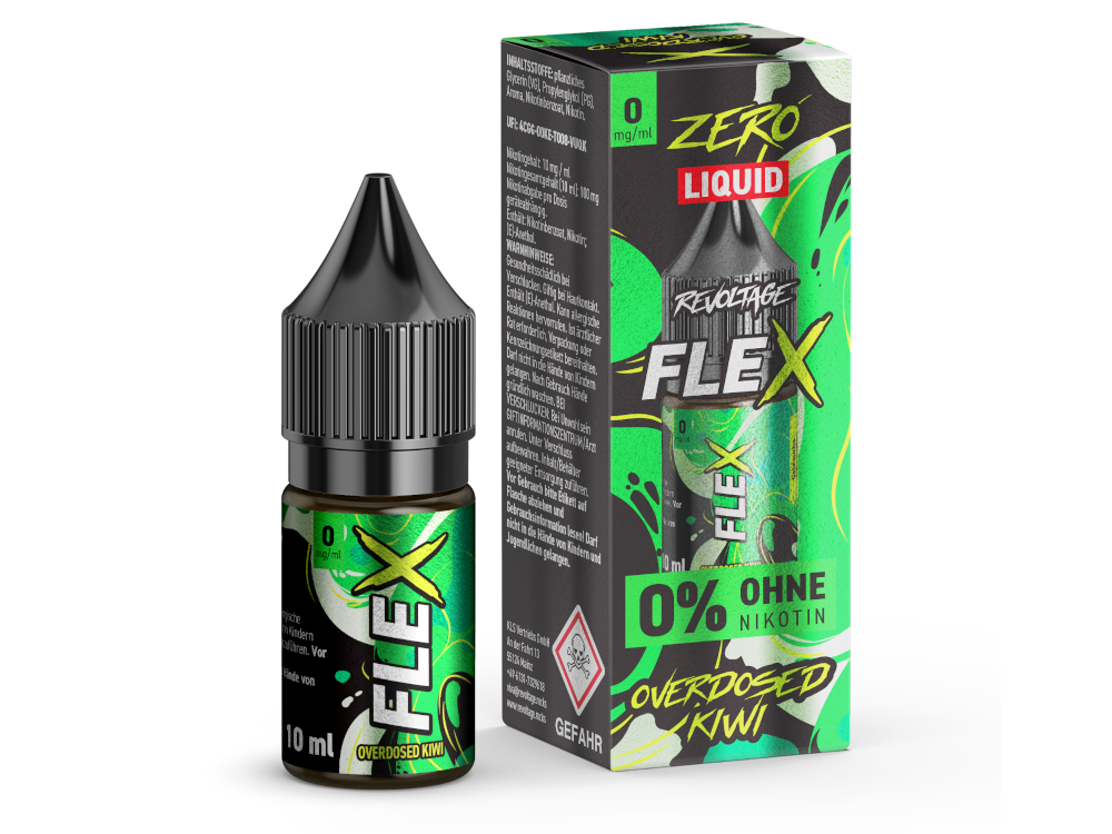 Revoltage - FLEX - Overdosed Kiwi - Nikotinsalz Liquid 0 mg/ml 15er Packung