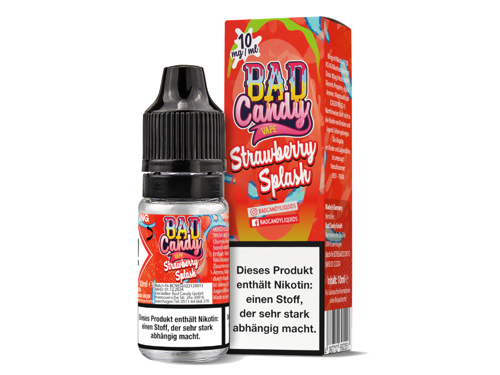 Bad Candy Liquids - Strawberry Splash - Nikotinsalz Liquid 10 mg/ml 10er Packung