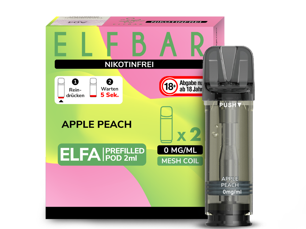 Elfbar - Elfa Pod Apple Peach 0 mg/ml (2 Stück pro Packung)