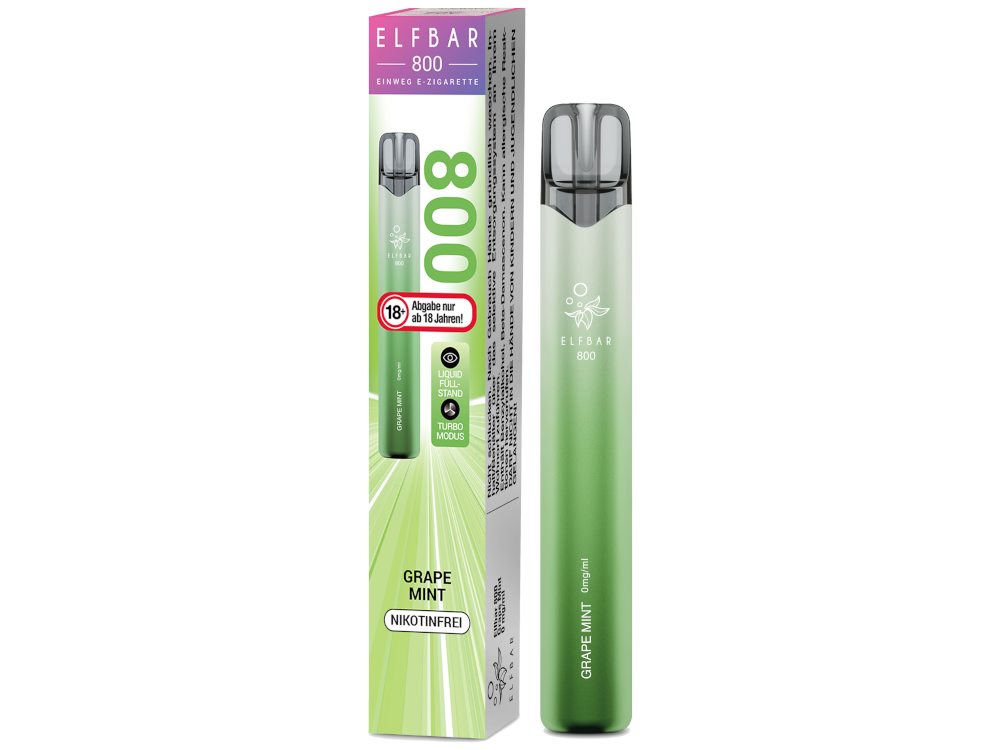 Elfbar 800 Einweg E-Zigarette - Grape Mint 0 mg/ml