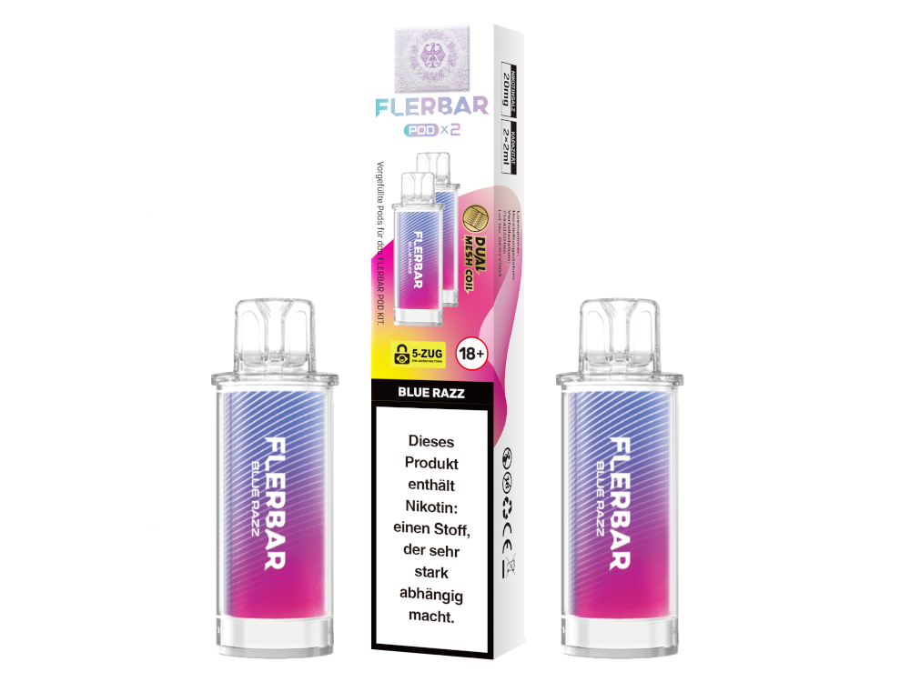 Flerbar - POD Blue Razz 20 mg/ml (2 Stück pro Packung) 10er Packung