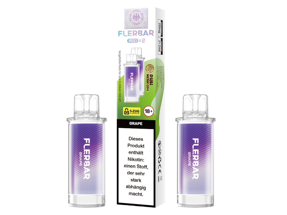 Flerbar - POD Grape 20 mg/ml (2 Stück pro Packung) 10er Packung
