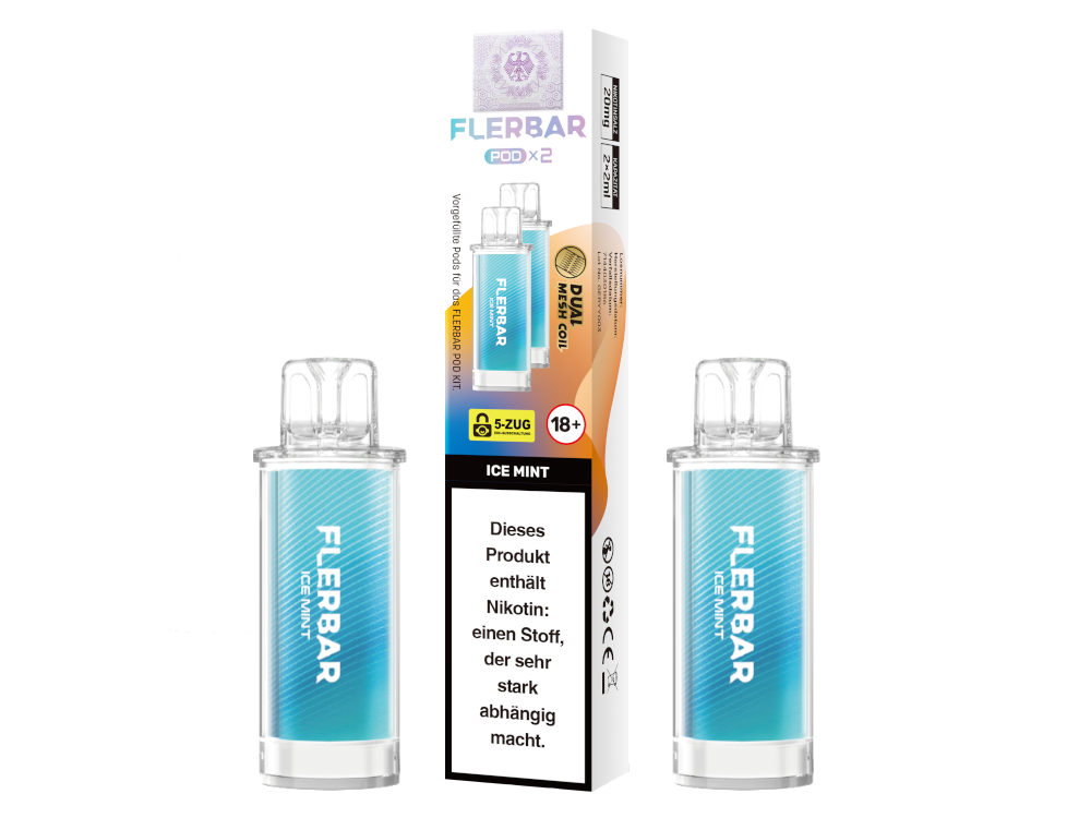 Flerbar - POD Ice Mint 20 mg/ml (2 Stück pro Packung) 10er Packung