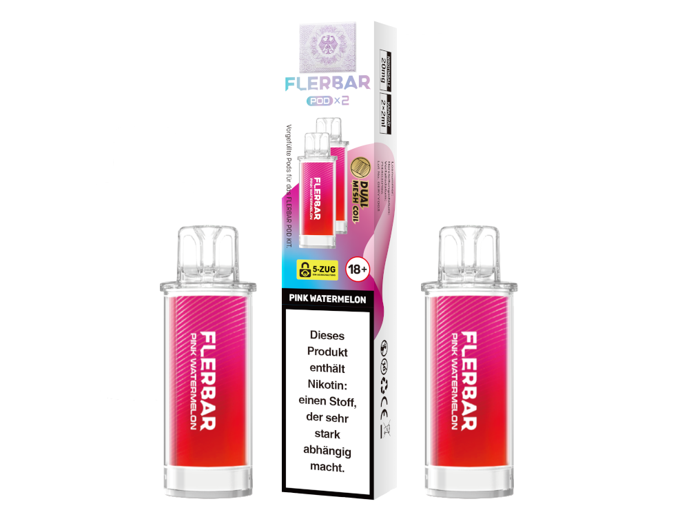 Flerbar - POD Pink Watermelon 20 mg/ml (2 Stück pro Packung) 10er Packung