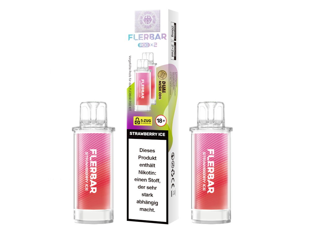 Flerbar - POD Strawberry Ice 20 mg/ml (2 Stück pro Packung) 10er Packung