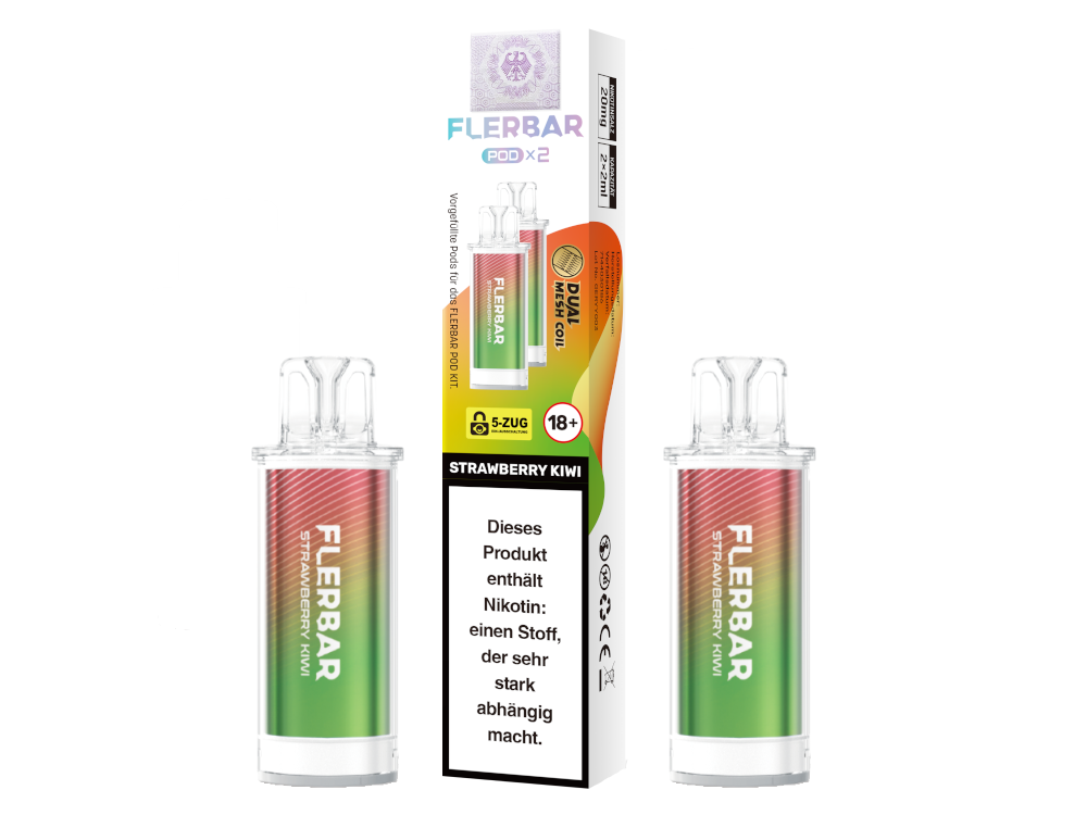 Flerbar - POD Strawberry Kiwi 20 mg/ml (2 Stück pro Packung) 10er Packung