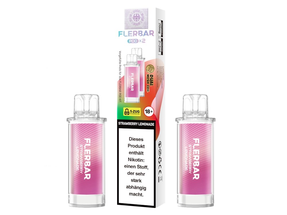 Flerbar - POD Strawberry Lemonade 20 mg/ml (2 Stück pro Packung) 10er Packung