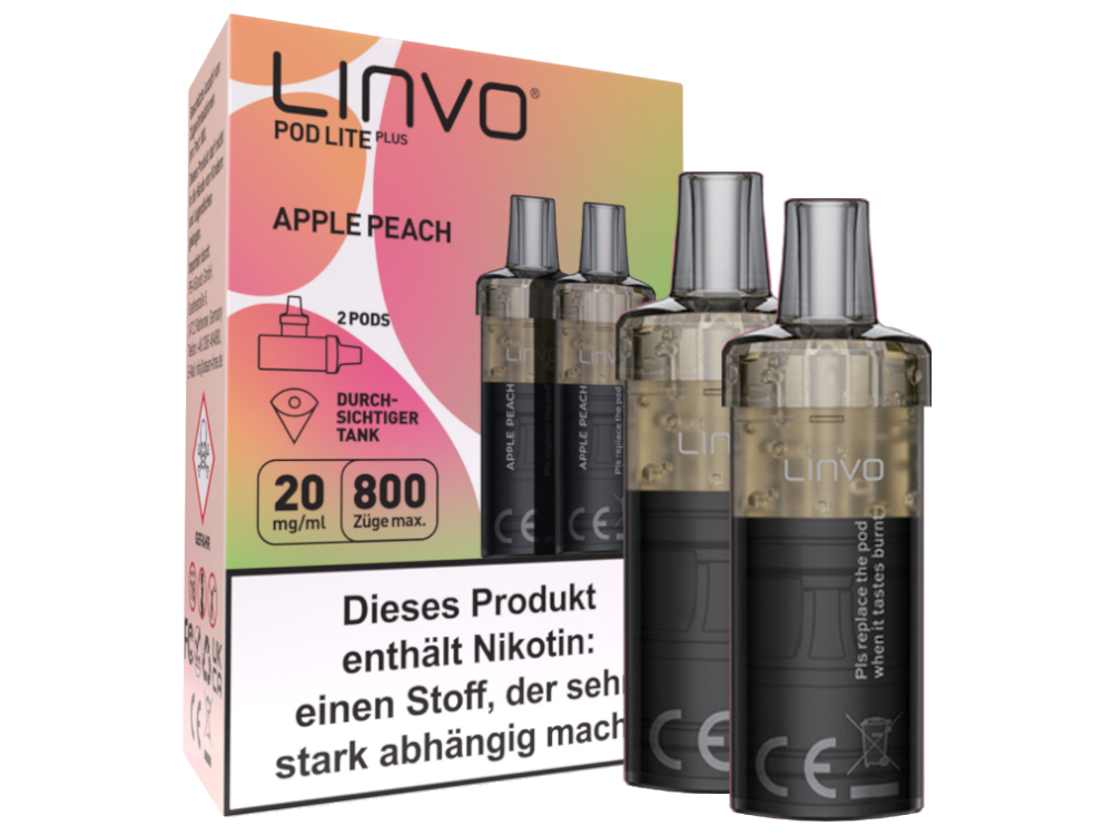 Linvo - Pod Lite Plus Cartridge Apple Peach 20 mg/ml (2 Stück pro Packung) 10er Packung