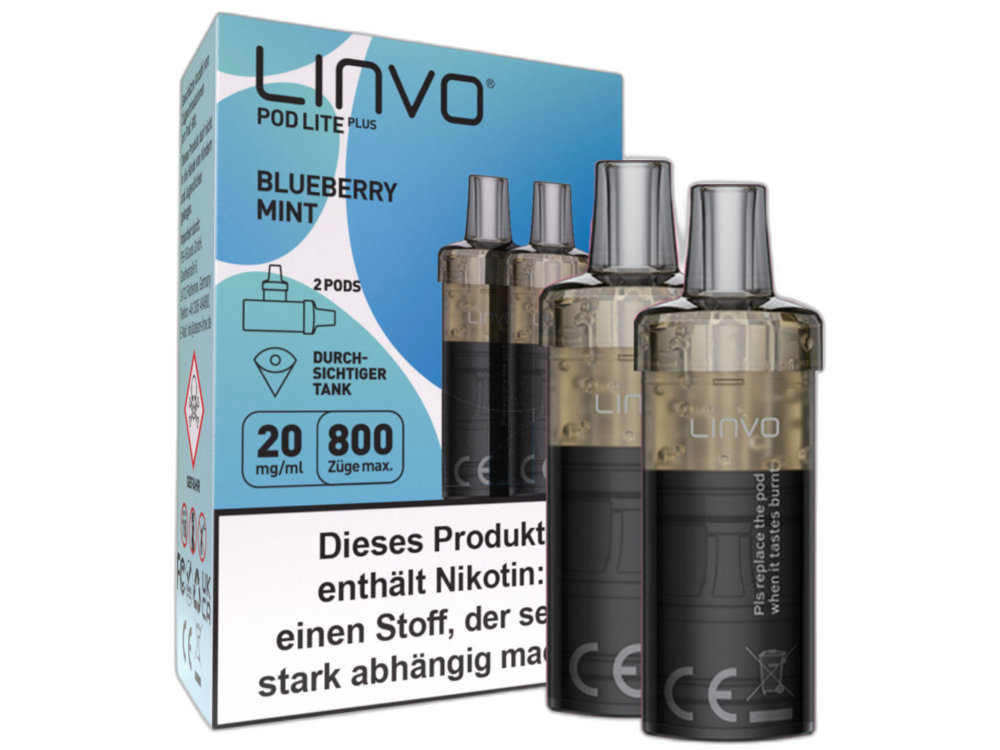 Linvo - Pod Lite Plus Cartridge Blueberry Mint 20 mg/ml (2 Stück pro Packung) 10er Packung