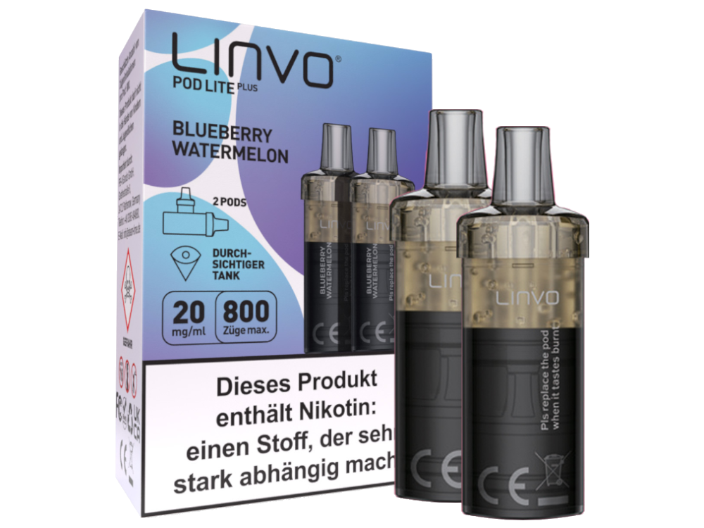 Linvo - Pod Lite Plus Cartridge Blueberry Watermelon 20 mg/ml (2 Stück pro Packung) 10er Packung