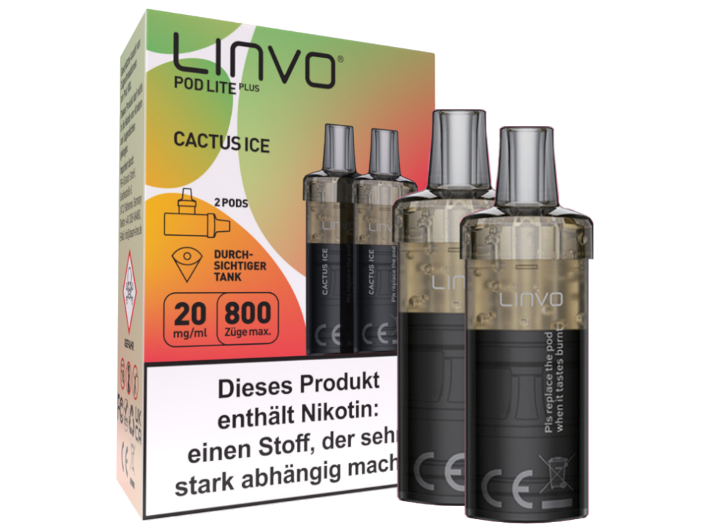 Linvo - Pod Lite Plus Cartridge Cactus Ice 20 mg/ml (2 Stück pro Packung) 10er Packung