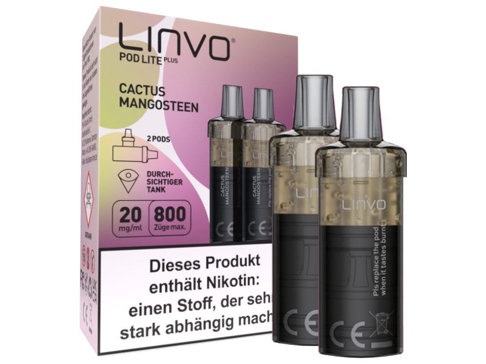 Linvo - Pod Lite Plus Cartridge Cactus Mangosteen 20 mg/ml (2 Stück pro Packung) 10er Packung