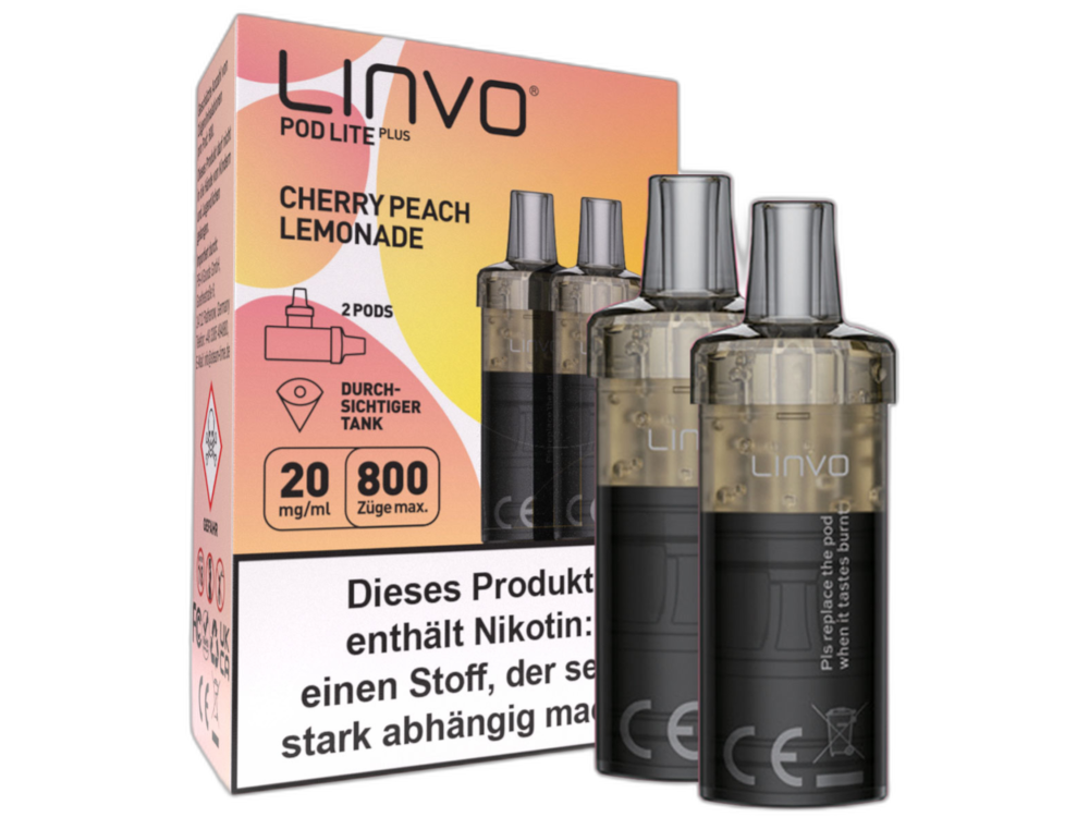 Linvo - Pod Lite Plus Cartridge Cherry Peach Lemonade 20 mg/ml (2 Stück pro Packung) 10er Packung