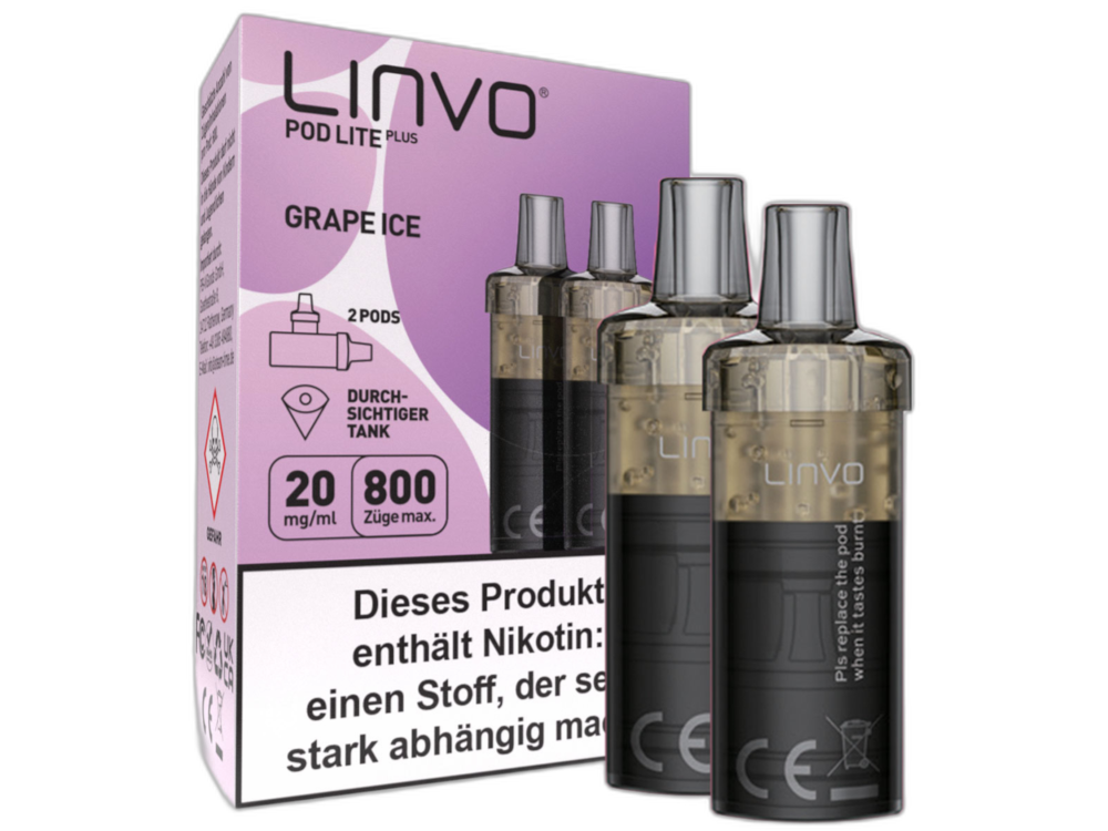 Linvo - Pod Lite Plus Cartridge Grape Ice 20 mg/ml (2 Stück pro Packung) 10er Packung