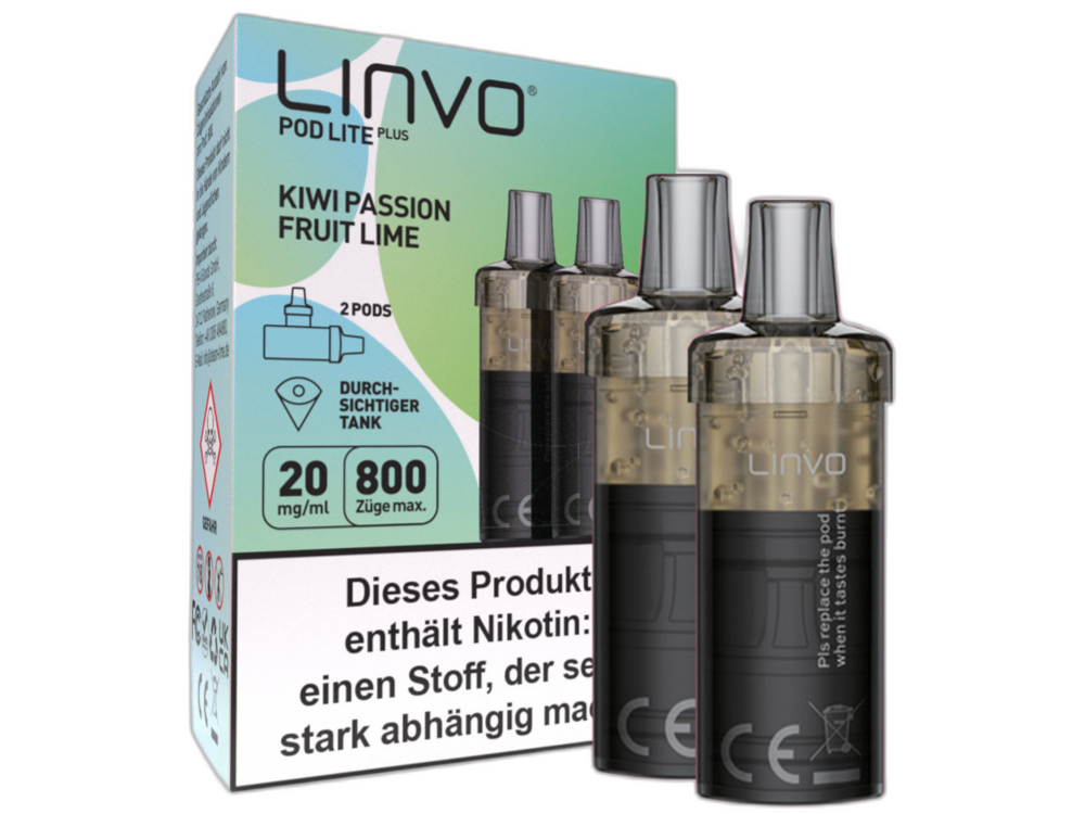 Linvo - Pod Lite Plus Cartridge Kiwi Passion Fruit Lime 20 mg/ml (2 Stück pro Packung) 10er Packung