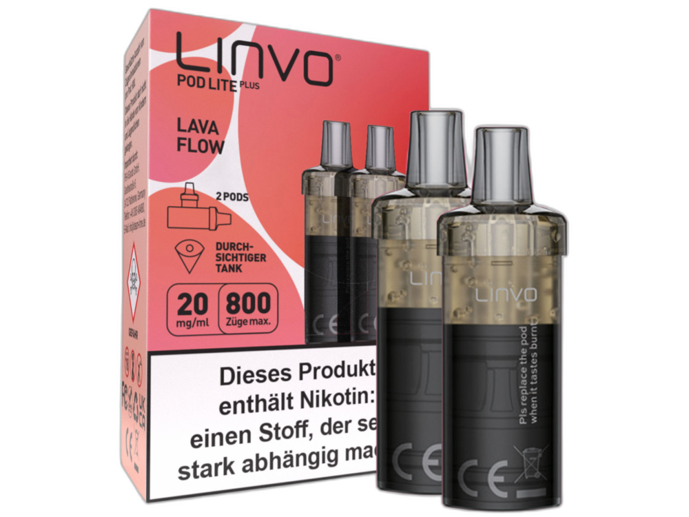 Linvo - Pod Lite Plus Cartridge Lava Flow 20 mg/ml (2 Stück pro Packung) 10er Packung