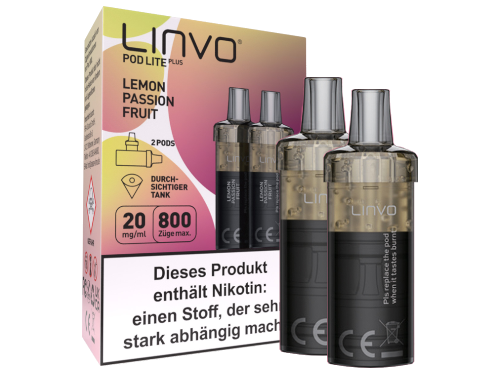 Linvo - Pod Lite Plus Cartridge Lemon Passionfruit 20 mg/ml (2 Stück pro Packung) 10er Packung