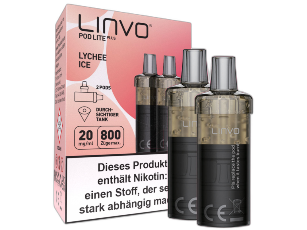 Linvo - Pod Lite Plus Cartridge Lychee Ice 20 mg/ml (2 Stück pro Packung) 10er Packung