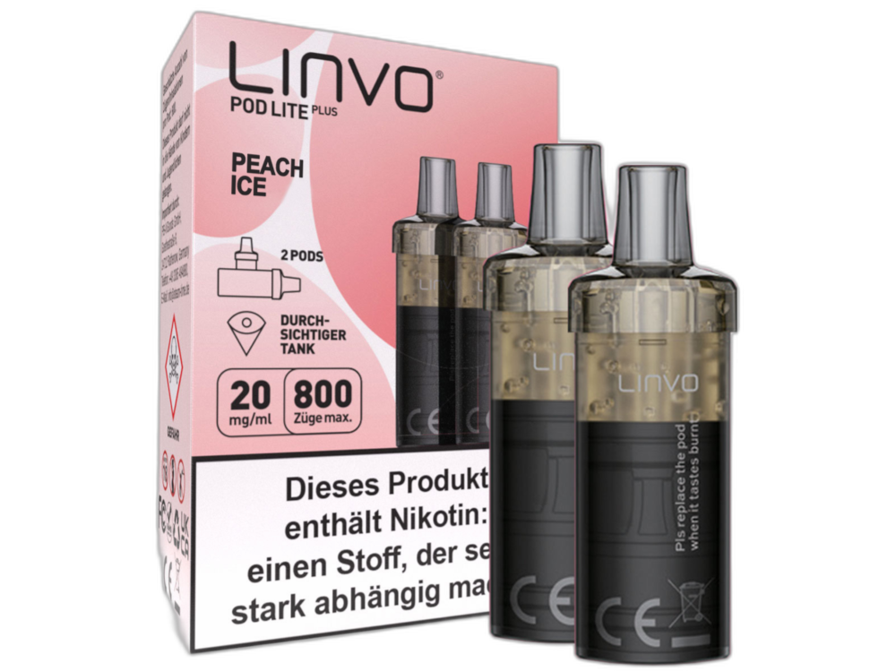 Linvo - Pod Lite Plus Cartridge Peach Ice 20 mg/ml (2 Stück pro Packung) 10er Packung