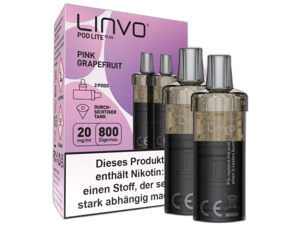 Linvo - Pod Lite Plus Cartridge Pink Grapefruit 20 mg/ml (2 Stück pro Packung) 10er Packung