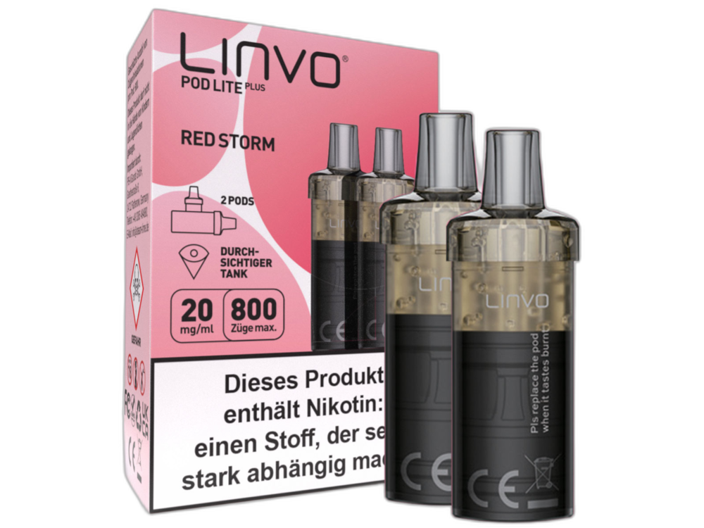 Linvo - Pod Lite Plus Cartridge Red Storm 20 mg/ml (2 Stück pro Packung) 10er Packung