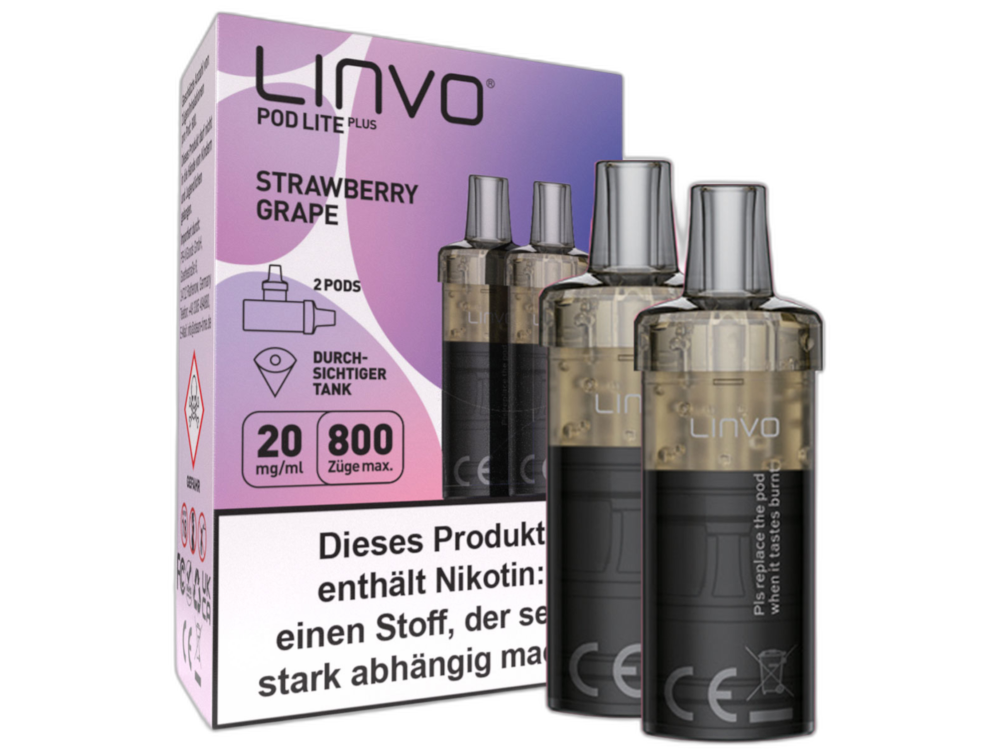 Linvo - Pod Lite Plus Cartridge Strawberry Grape 20 mg/ml (2 Stück pro Packung) 10er Packung