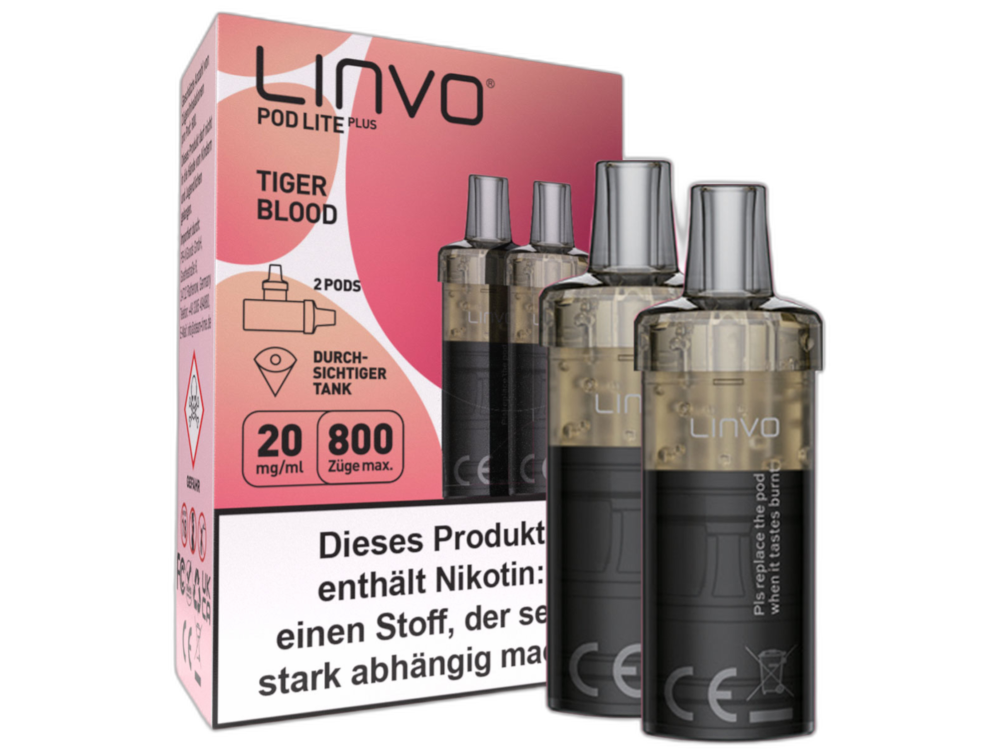 Linvo - Pod Lite Plus Cartridge Tiger Blood 20 mg/ml (2 Stück pro Packung) 10er Packung