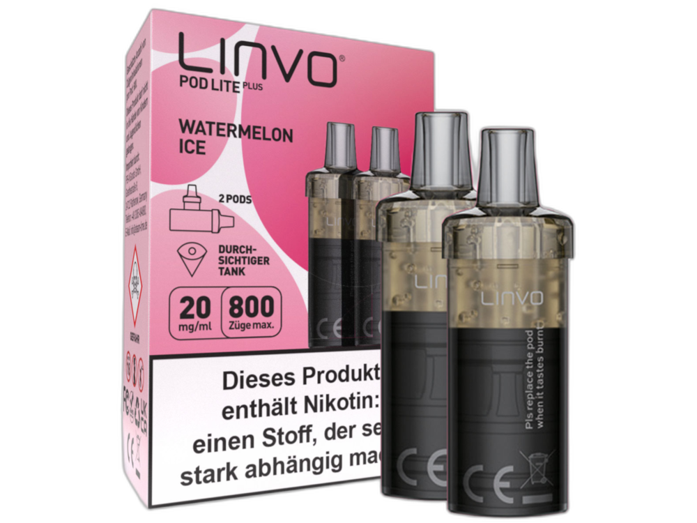 Linvo - Pod Lite Plus Cartridge Watermelon Ice 20 mg/ml (2 Stück pro Packung) 10er Packung