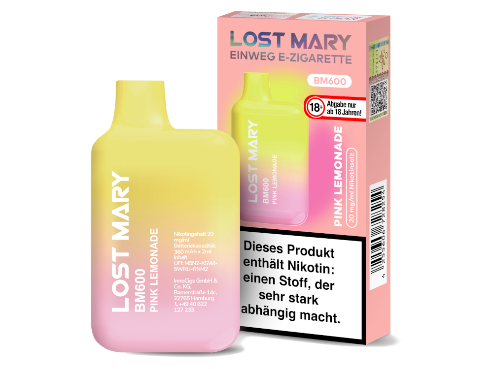 Lost Mary - BM600 Einweg E-Zigarette - Pink Lemonade 20 mg/ml
