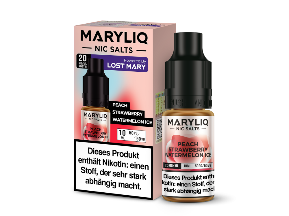 MARYLIQ - Peach Strawberry Watermelon Ice - Nikotinsalz Liquid 20 mg/ml