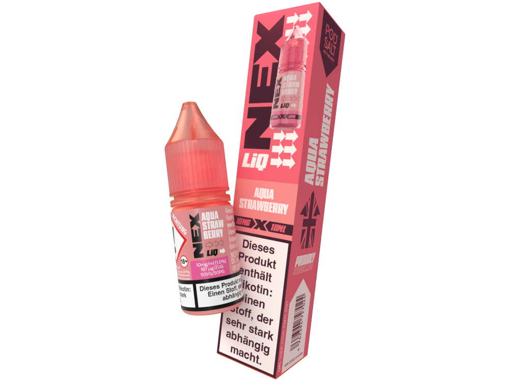Pod Salt - NexLiq - Aqua Strawberry Nikotinsalz Liquid 10 mg/ml 10er Packung
