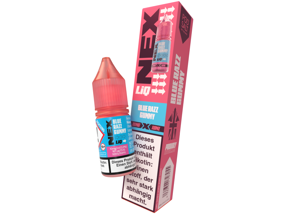 Pod Salt - NexLiq - Blue Razz Gummy Nikotinsalz Liquid 10 mg/ml 10er Packung