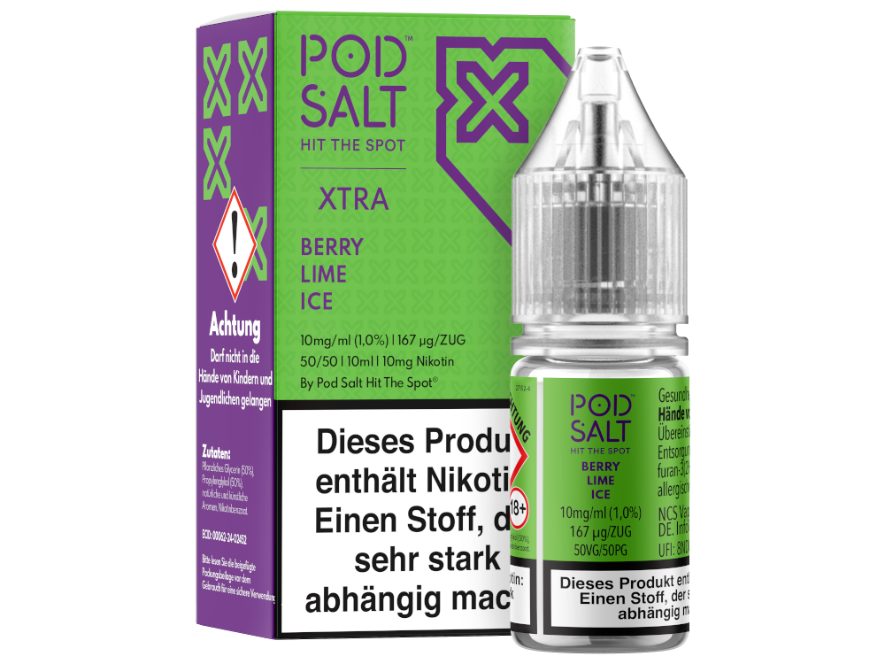 Pod Salt X - Berry Lime Ice - Nikotinsalz Liquid 10 mg/ml 5er Packung