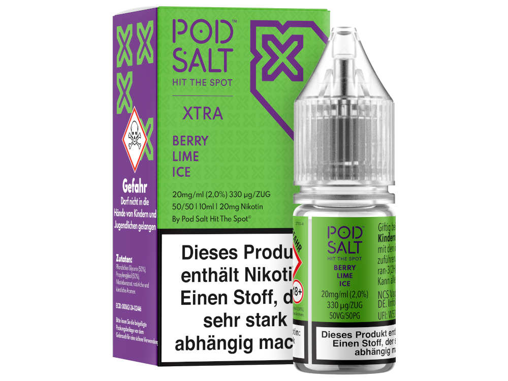 Pod Salt X - Berry Lime Ice - Nikotinsalz Liquid 20 mg/ml 5er Packung