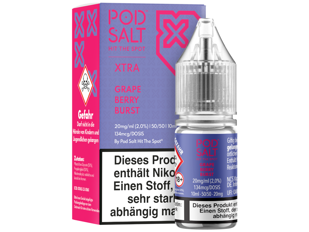 Pod Salt X - Grape Berry Burst - Nikotinsalz Liquid 20 mg/ml 5er Packung