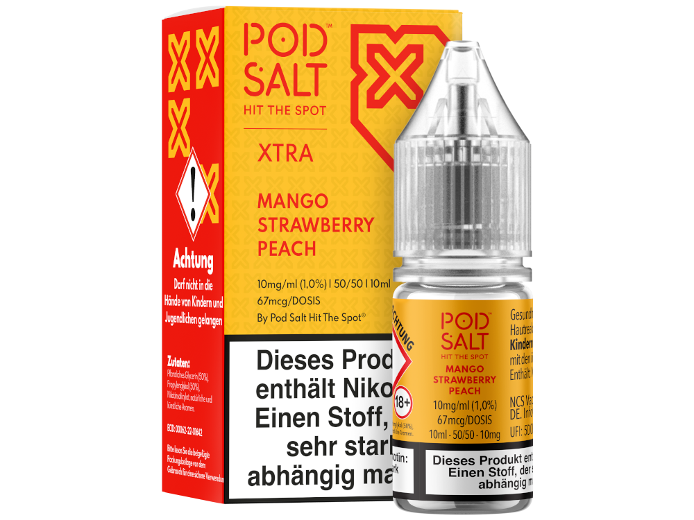 Pod Salt X - Mango Strawberry Peach - Nikotinsalz Liquid 10 mg/ml