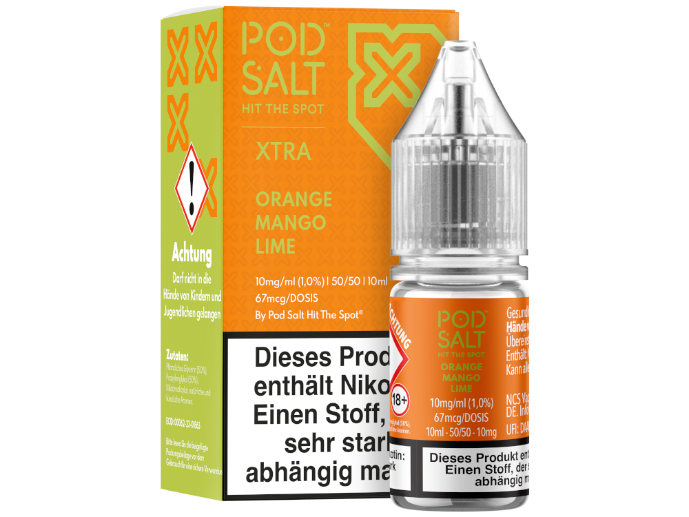 Pod Salt X - Orange Mango Lime - Nikotinsalz Liquid 10 mg/ml 5er Packung