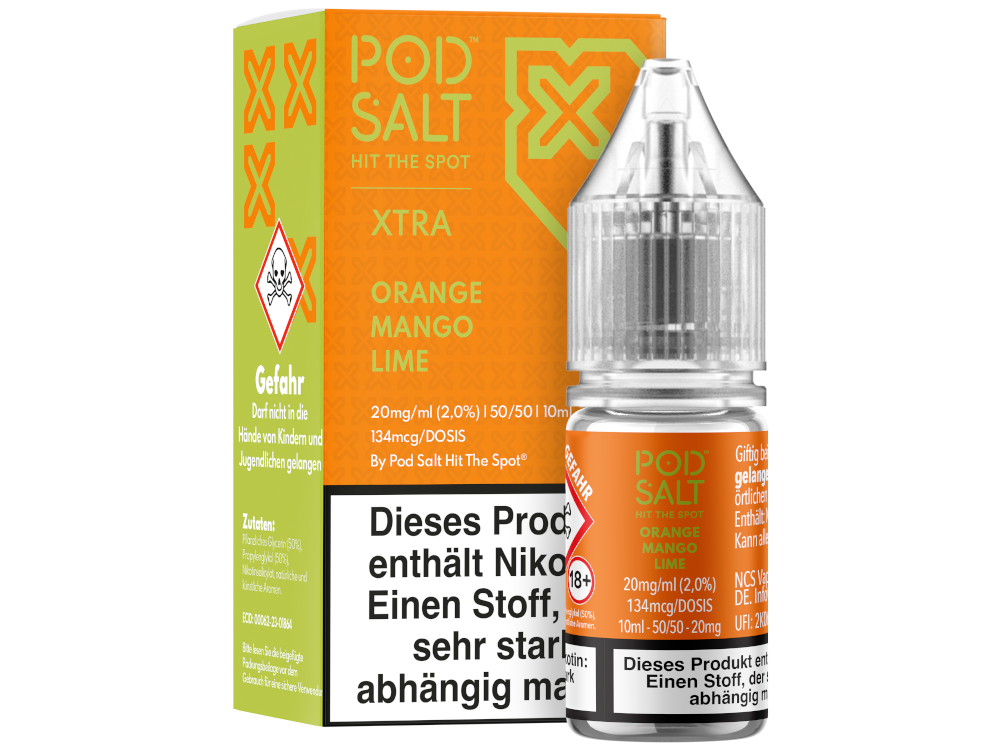 Pod Salt X - Orange Mango Lime - Nikotinsalz Liquid 20 mg/ml 5er Packung