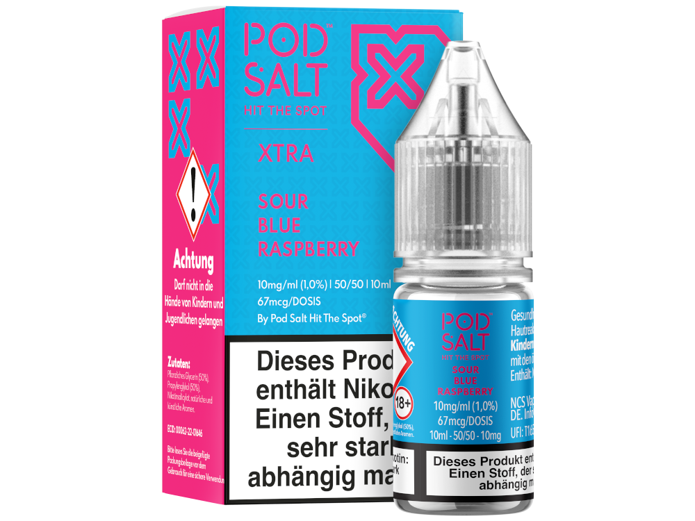 Pod Salt X - Sour Blue Raspberry - Nikotinsalz Liquid 10 mg/ml 5er Packung