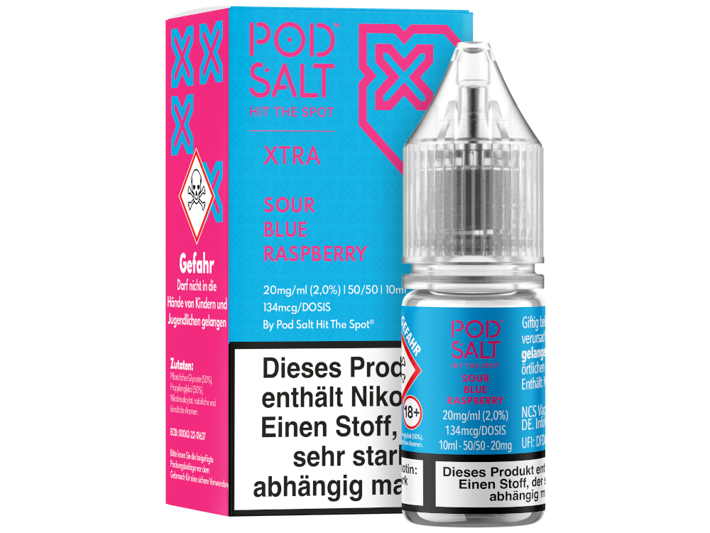 Pod Salt X - Sour Blue Raspberry - Nikotinsalz Liquid 20 mg/ml 5er Packung